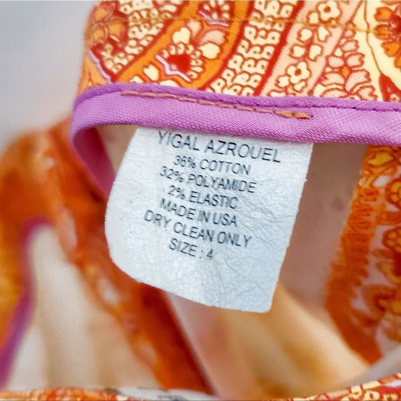 Yigal Azrouel Vintage Y2K 00s Yigal Azrouel Orange White Paisley Pants 4 Size 27" / US 4 / IT 40 - 7 Thumbnail