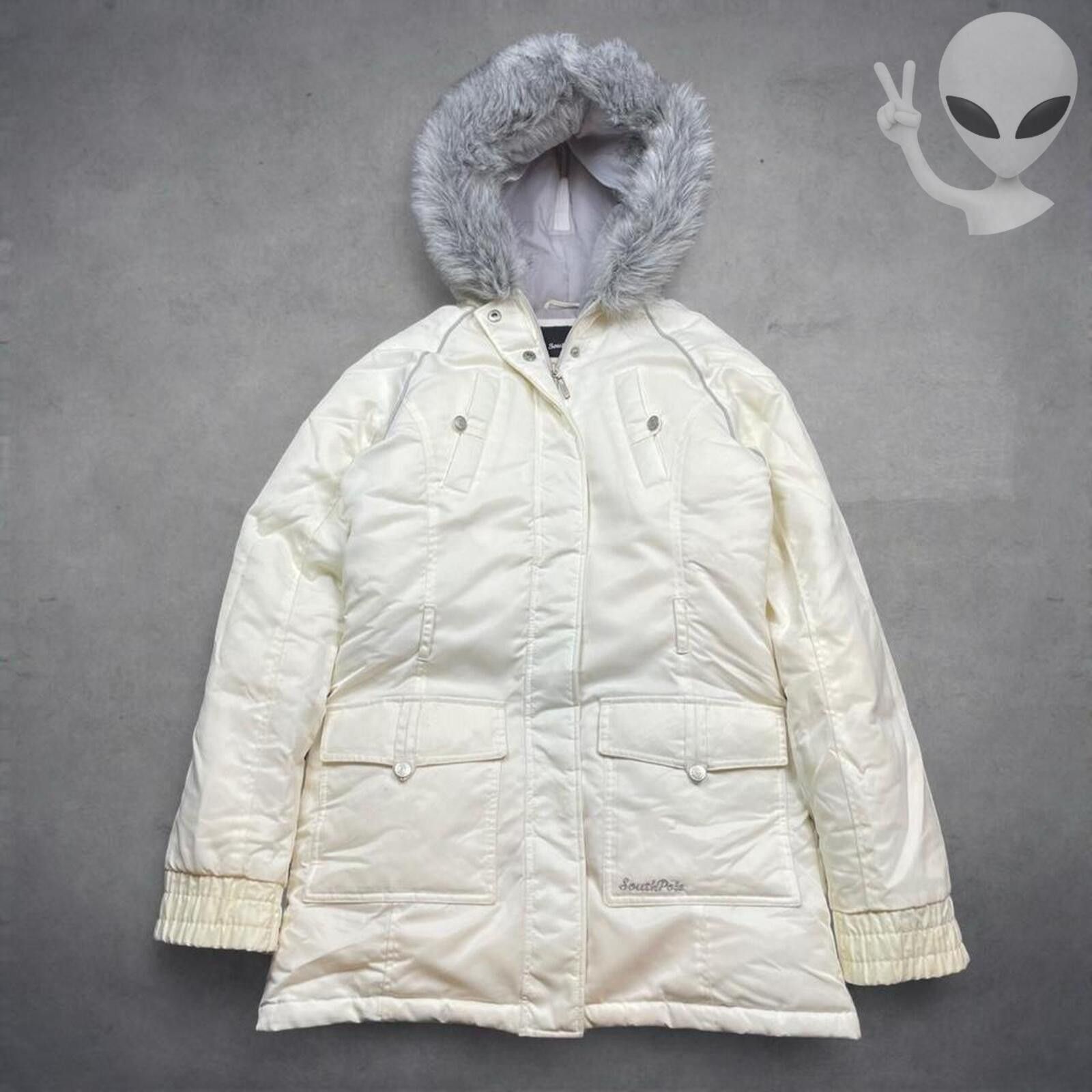 Southpole Southpole Medium White Down Puffer Jacket Fur Trim Hood Coat Size M / US 6-8 / IT 42-44 - 1 Thumbnail