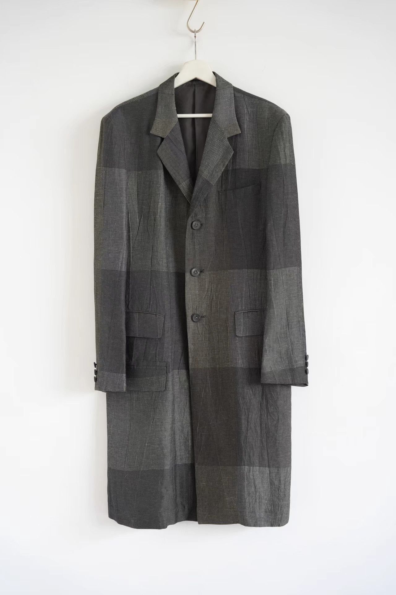 Yohji Yamamoto Gray Plaid Long Coat Size M Size US M / EU 48-50 / 2 - 1 Thumbnail