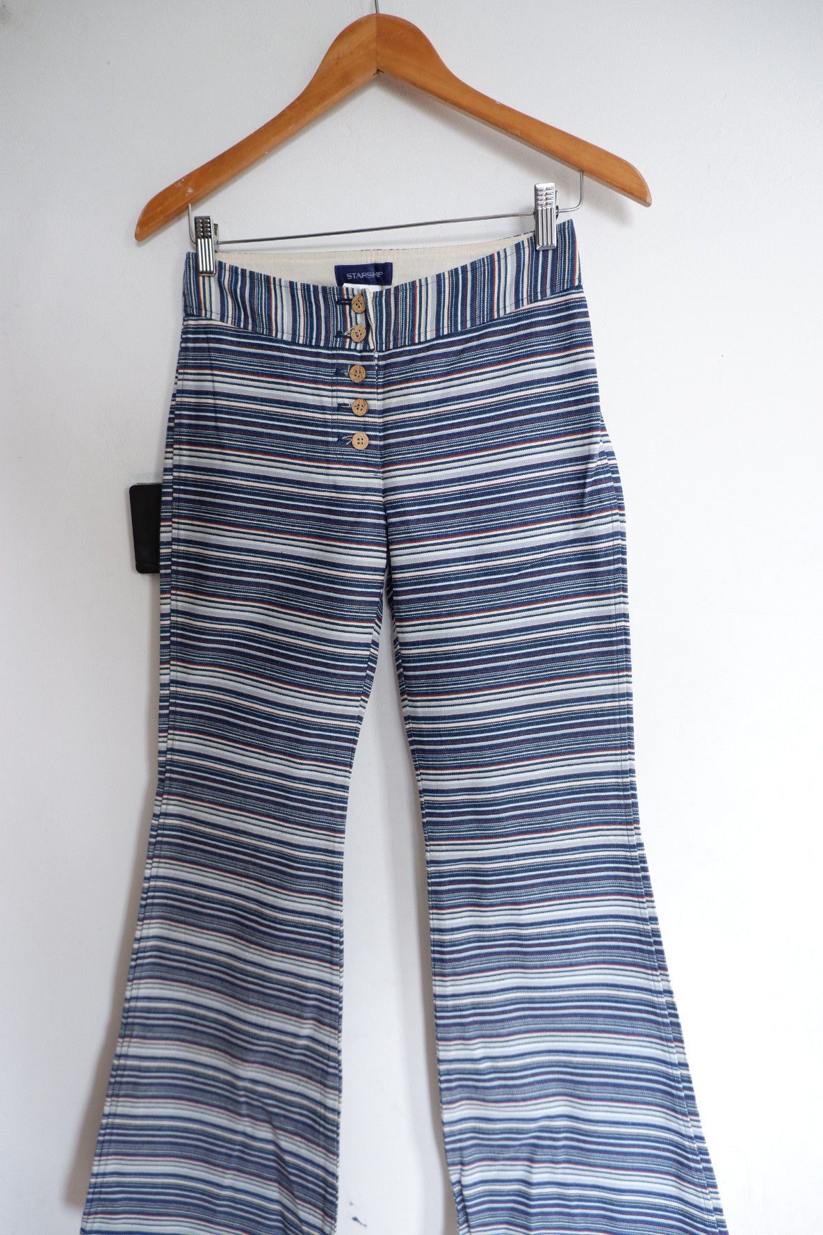 Japanese Brand Vintage Starship Japan Flare Linen Jeans Size 25" / US 0 / IT 36 - 2 Thumbnail