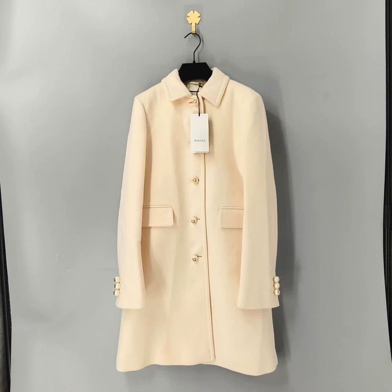 Trench Coat Gucci Coat With Pearl Buttons Gucci Double G Pearl