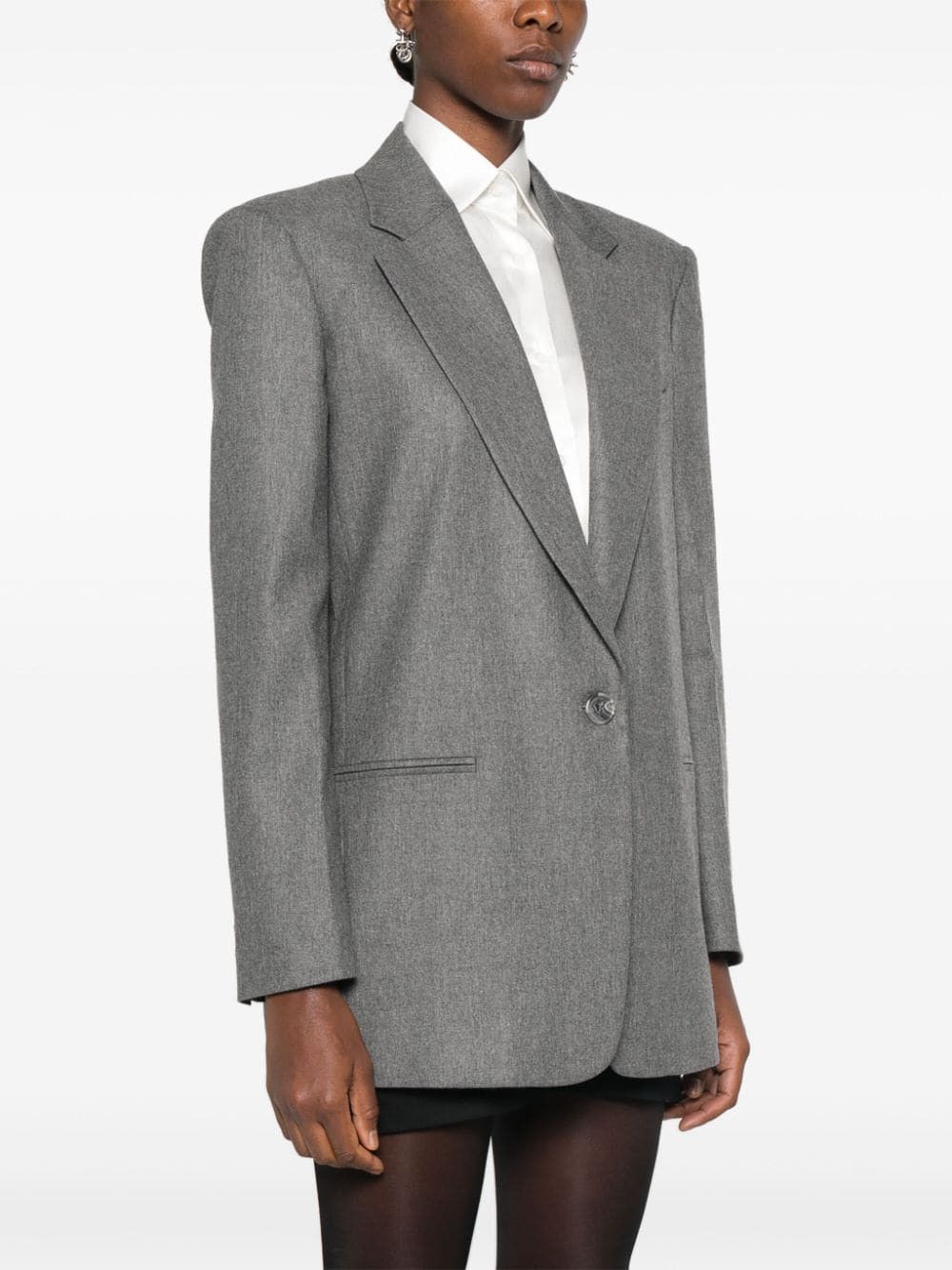 THE ANDAMANE o1s22i1n1024 Flannel Guia Blazer in Grey Size M / US 6-8 / IT 42-44 - 3 Thumbnail