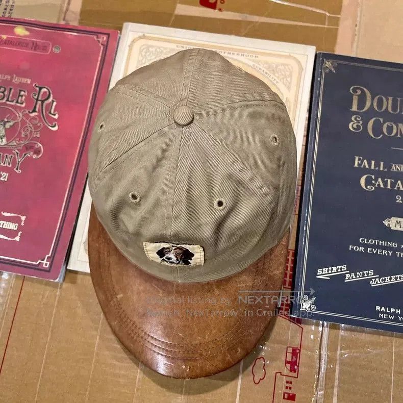 RRL Ralph Lauren RRL Dog Embroidery Leather Brim Baseball Cap. Size ONE SIZE - 6 Thumbnail