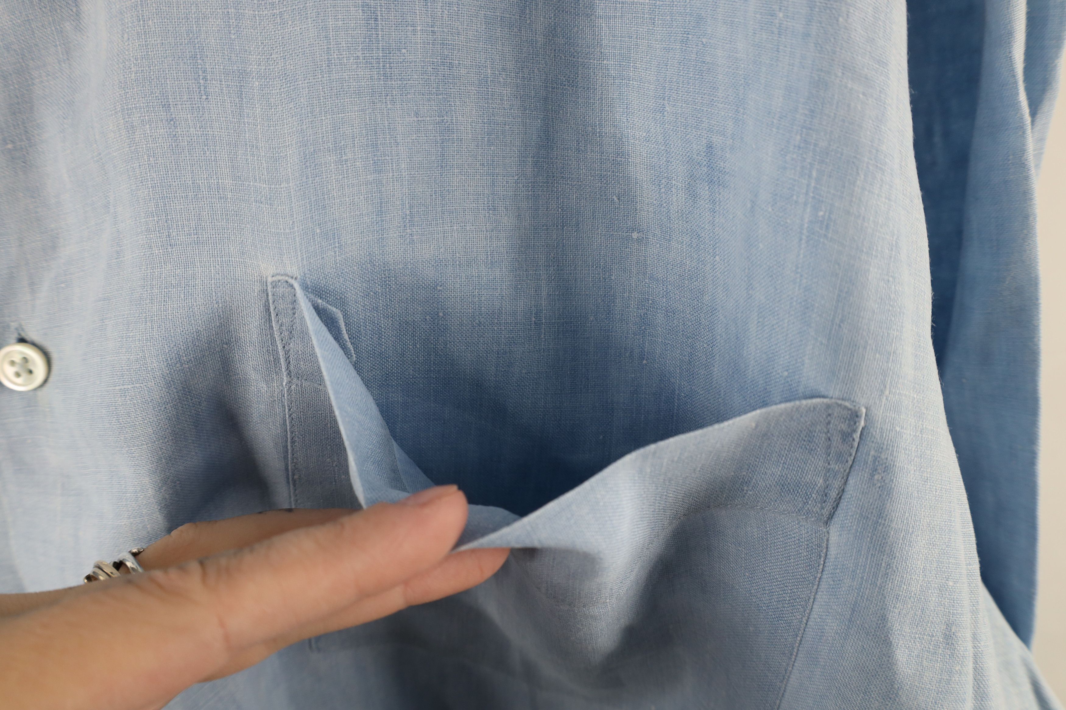 Banana Republic × Vintage Vintage 90s Banana Republic Fit Linen Button Shirt Blue Size ONE SIZE - 8 Thumbnail