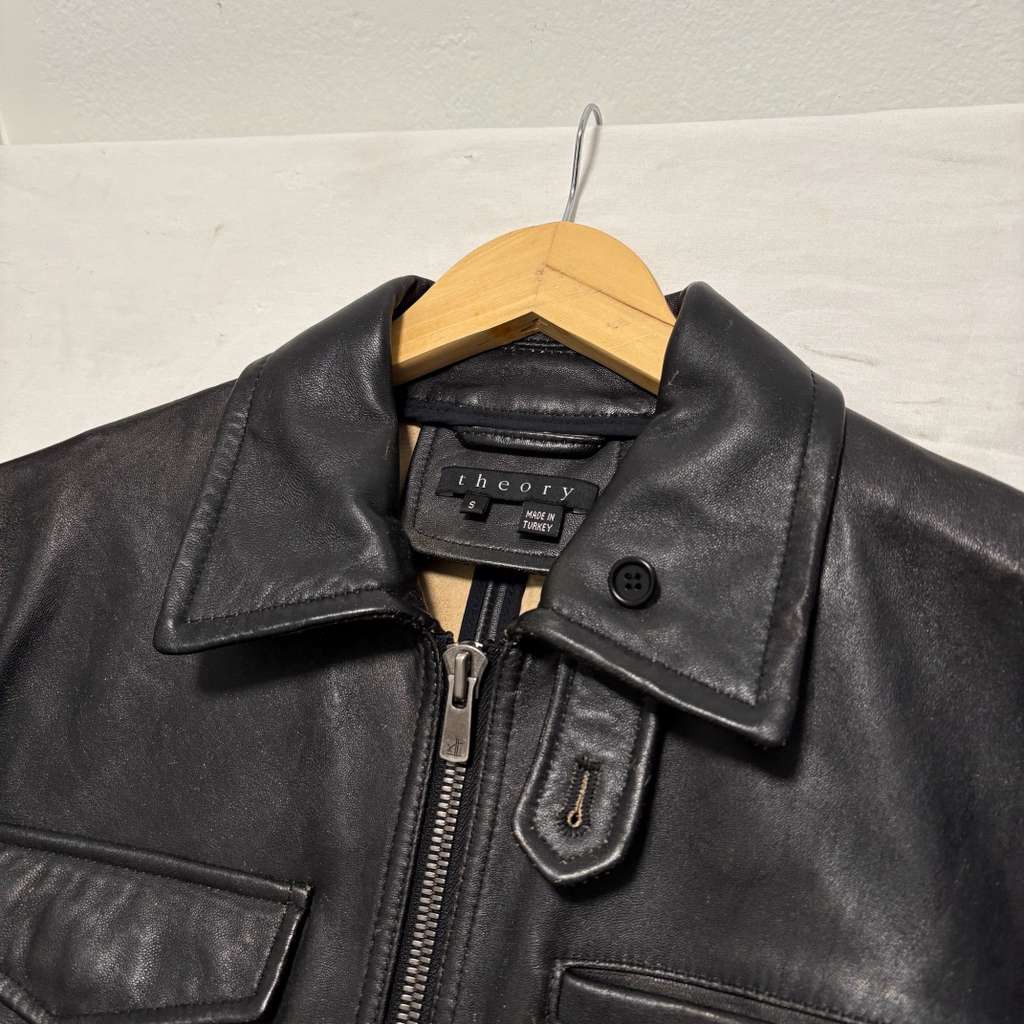 Theory Theory Lamb Skin Zip Up Leather Bomber Jacket Brown S Size US S / EU 44-46 / 1 - 3 Thumbnail