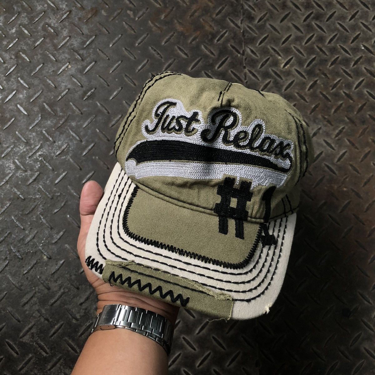 Japanese Brand Vintage Just Relax Sunfaded Distressed Hat Y2K Size ONE SIZE - 2 Thumbnail