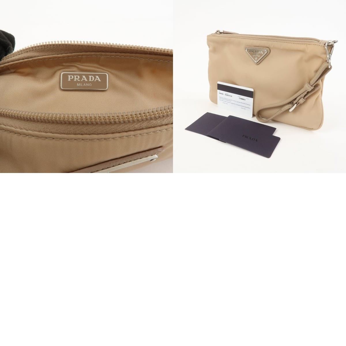 Prada Prada Tessuto Triangle Logo Wristlet Beige Size ONE SIZE - 8 Thumbnail