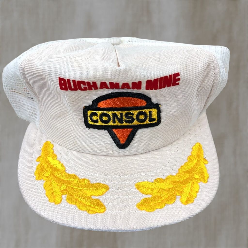 Coal VINTAGE Buchanan Coal Mine Trucker Hat 80s 90s Made In USA White Consol Patch Leafs Mens One Size Size ONE SIZE - 1 Thumbnail