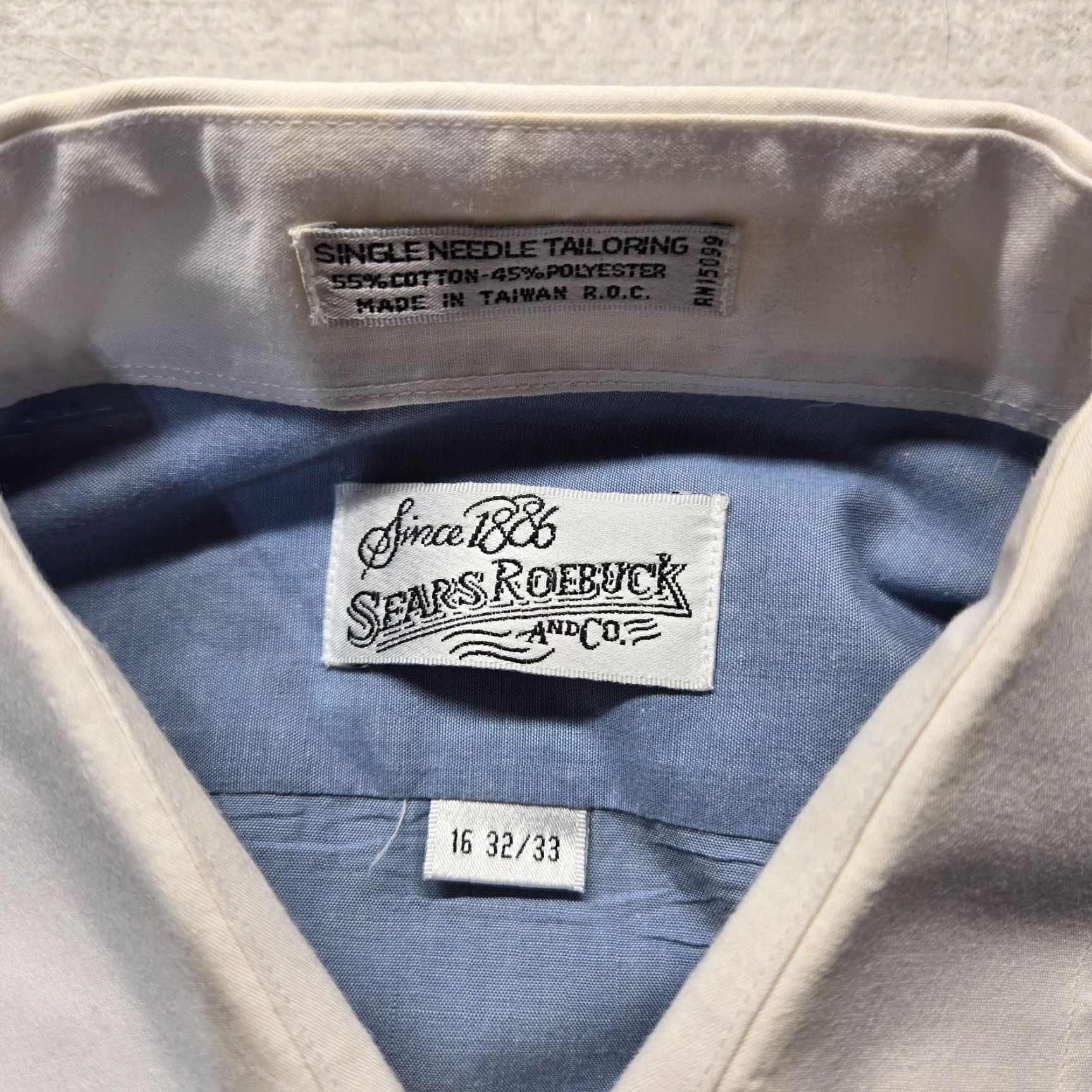 Sears VINTAGE Sears Shirt Mens Button-Up 16 32/33 Blue Long Sleeve Striped Classic 90s Theme Pockets Collared Size US L / EU 52-54 / 3 - 3 Thumbnail