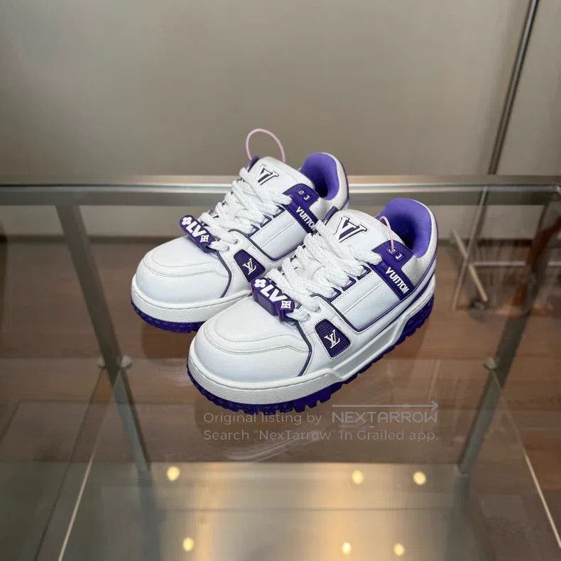 Louis Vuitton Trainer Maxi White Purple Fat Ding shoes