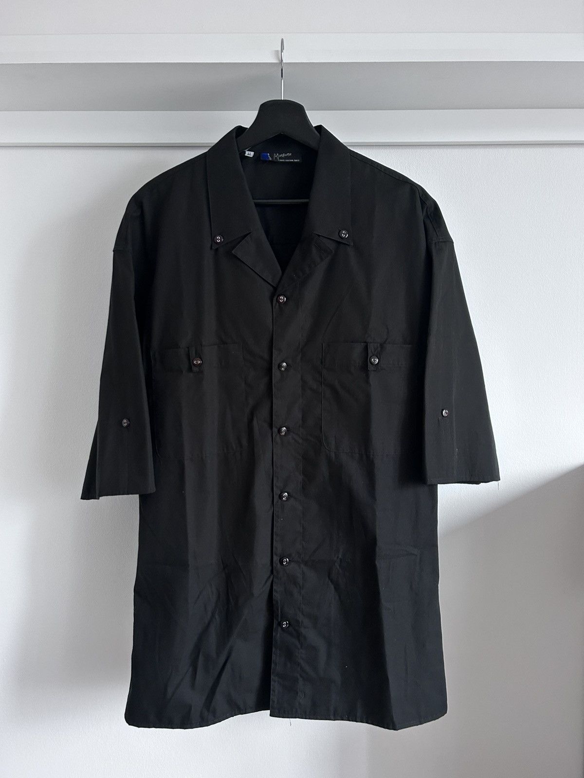 image of Marithe Francois Girbaud 1980’S Claude Montana Resort Collar Shirt in Black, Men's (Size Large)