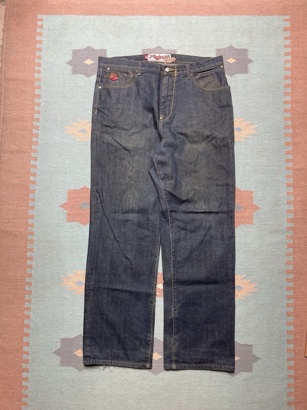 Vintage Vtg y2k baggy jeans akademiks embroidered wide skater 38x33 Size US 38 / EU 54 - 4 Thumbnail