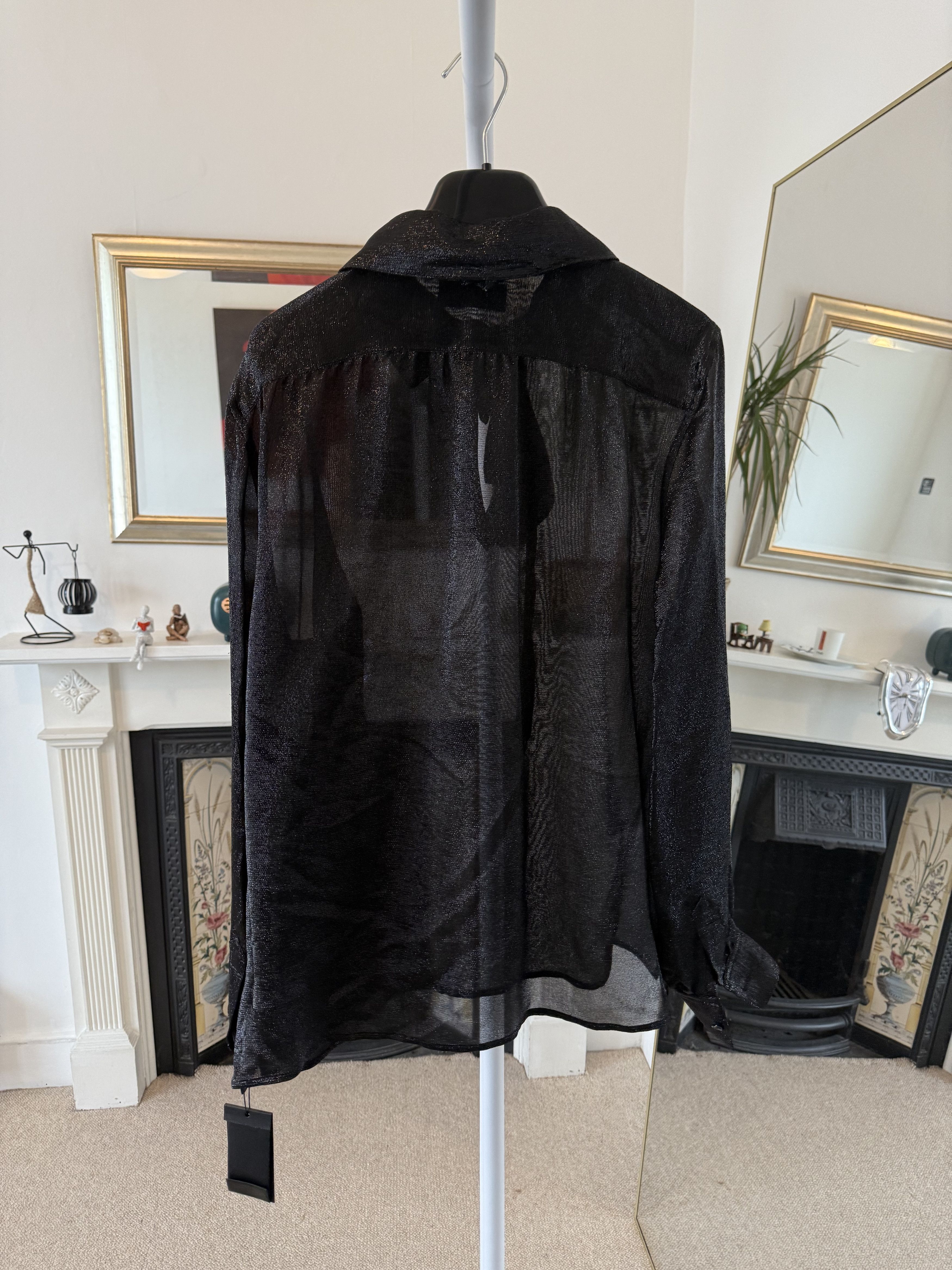 Saint Laurent Paris FW22 Saint Laurent Lavalliere-Neck Shirt in Sparkling Silk Size US M / EU 48-50 / 2 - 5 Thumbnail