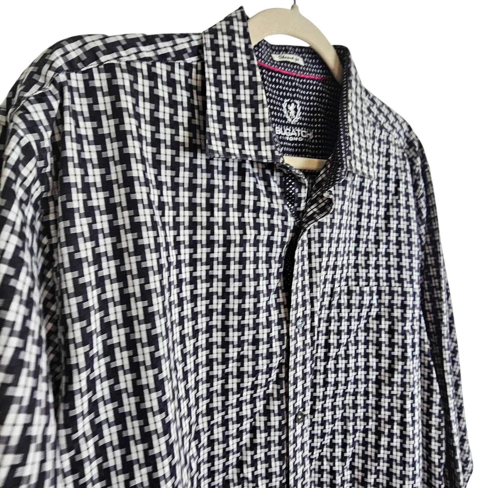 BUGATCHI Bugatchi Mens Geometric Button Shirt Sz XL Shaped Fit Coreer Size US L / EU 52-54 / 3 - 5 Thumbnail