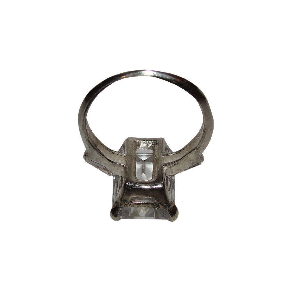 Designer Silver Emerald Cut Rock Crystal Quartz Zirconia Baguettes Size ONE SIZE - 3 Thumbnail