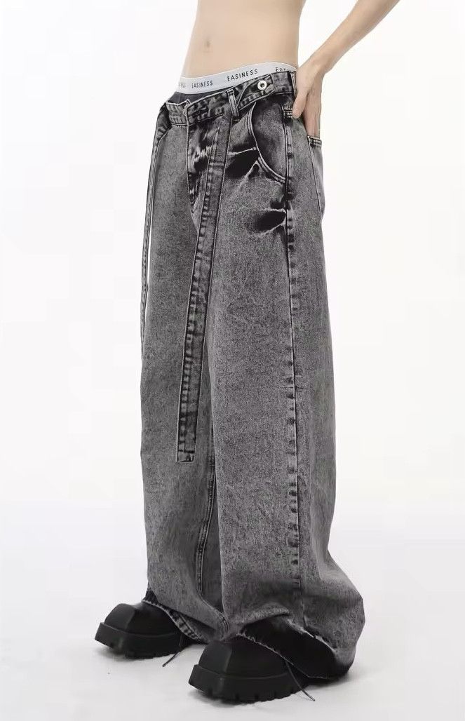 Japanese Brand × Jean Fashionstyle Contrast Color Lace-up Jean Size US 33 - 3 Thumbnail