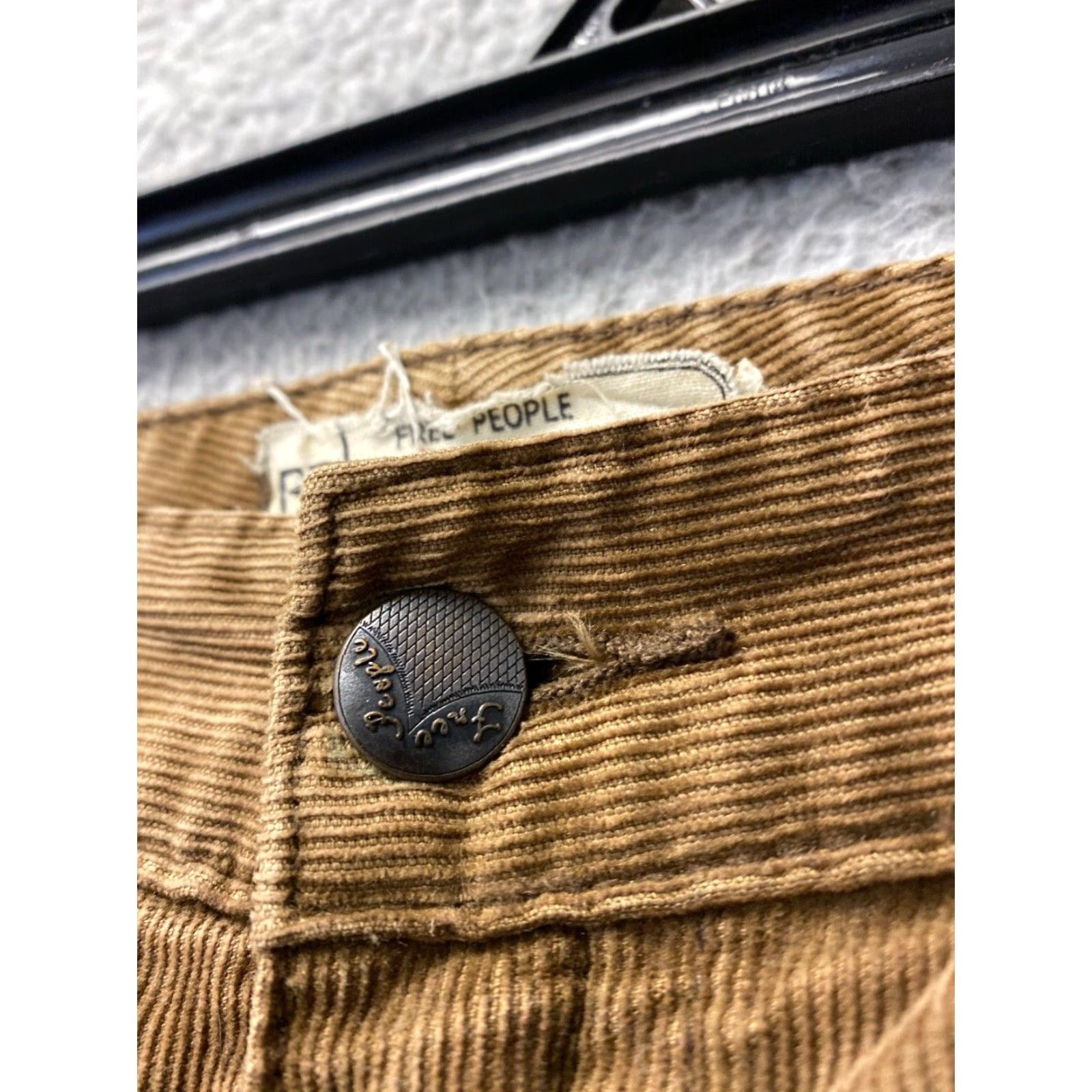 Free People Free People Pants Women 32 Brown Solid Corduroy Skinny High Waist Stretch Zip 32in Inseam Size 24" / US 00 / IT 34 - 3 Thumbnail