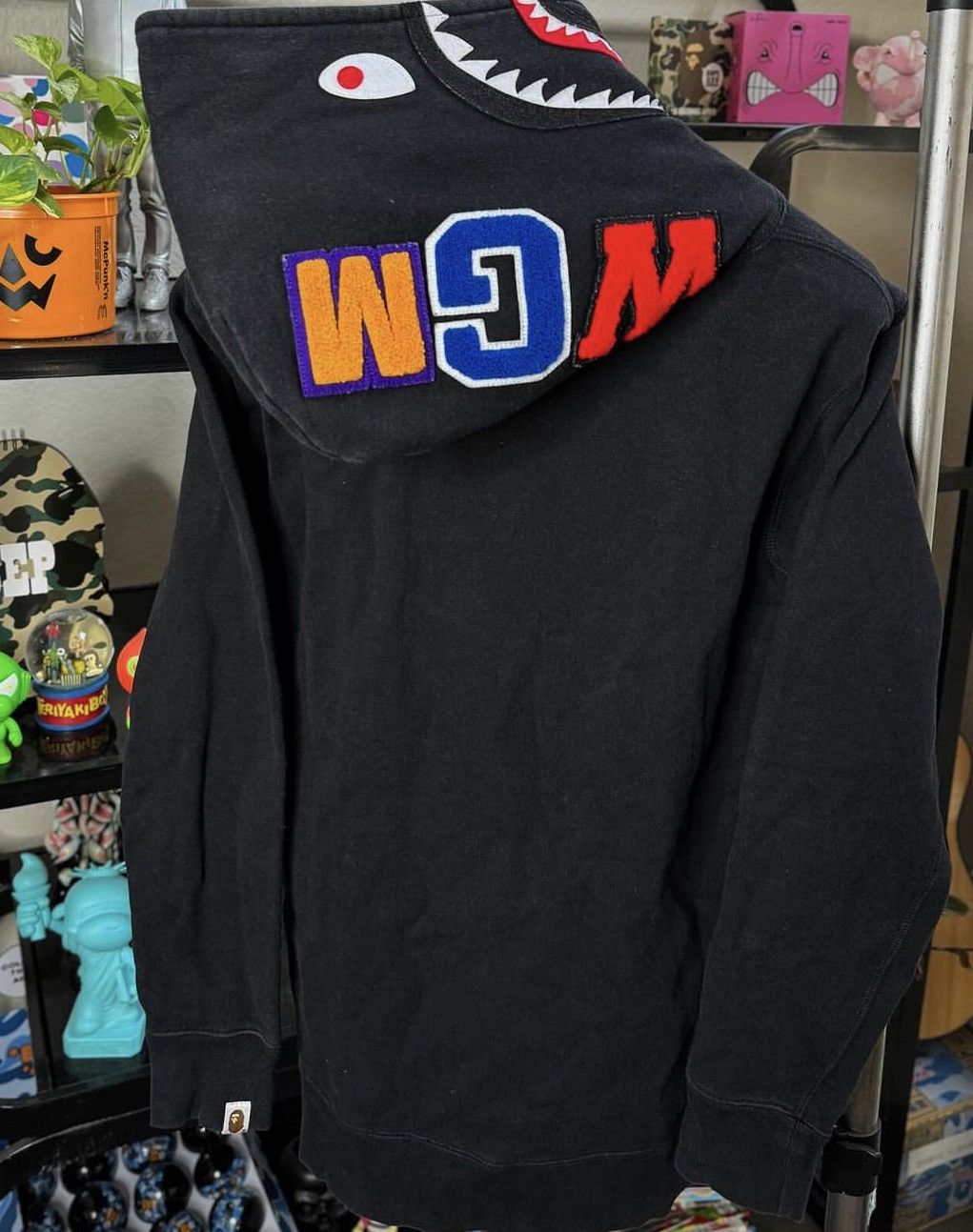 image of Bape Shark Pullover Hoodie in Black, Men's (Size Small)