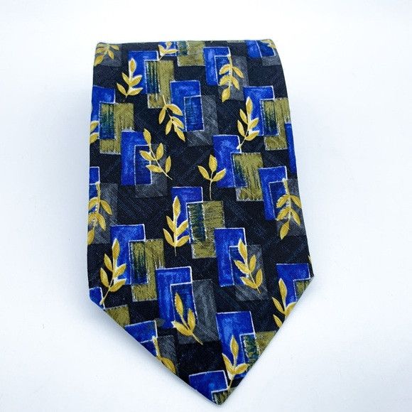 Hugo Boss Hugo Boss Geometric Blue and Gold Tie Size ONE SIZE - 2 Thumbnail