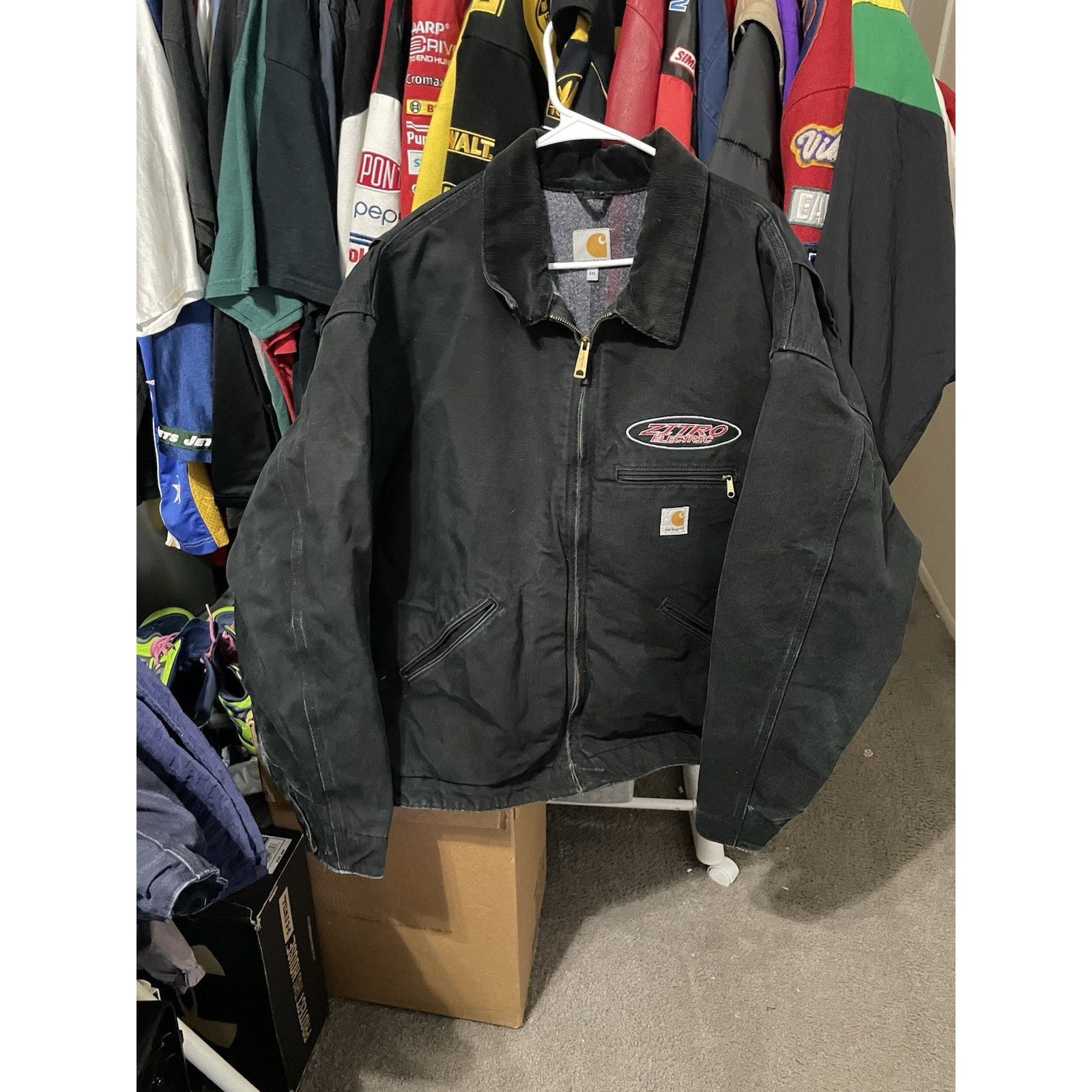 Carhartt Size 4XL- VTG Carhartt Detroit Blanket Lined Black Jacket Size US XXL / EU 58 / 5 - 1 Thumbnail