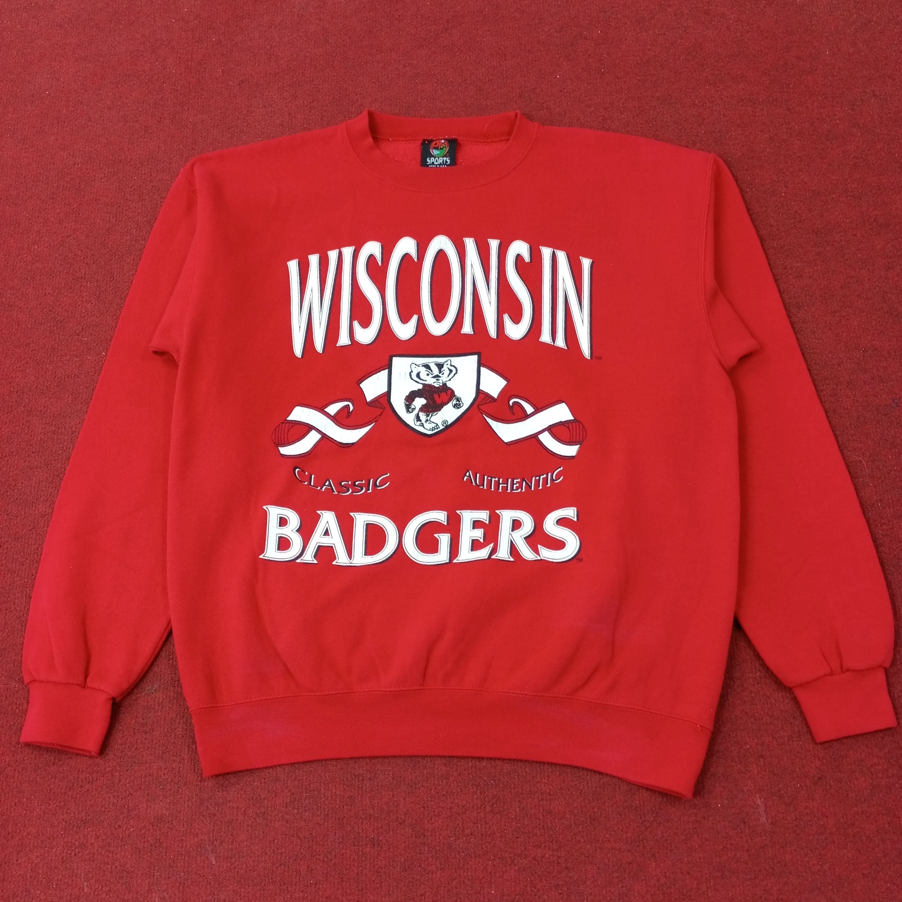 Vintage Wisconsin Badgers Football University Sweatshirt c243n18 Size US L / EU 52-54 / 3 - 1 Thumbnail