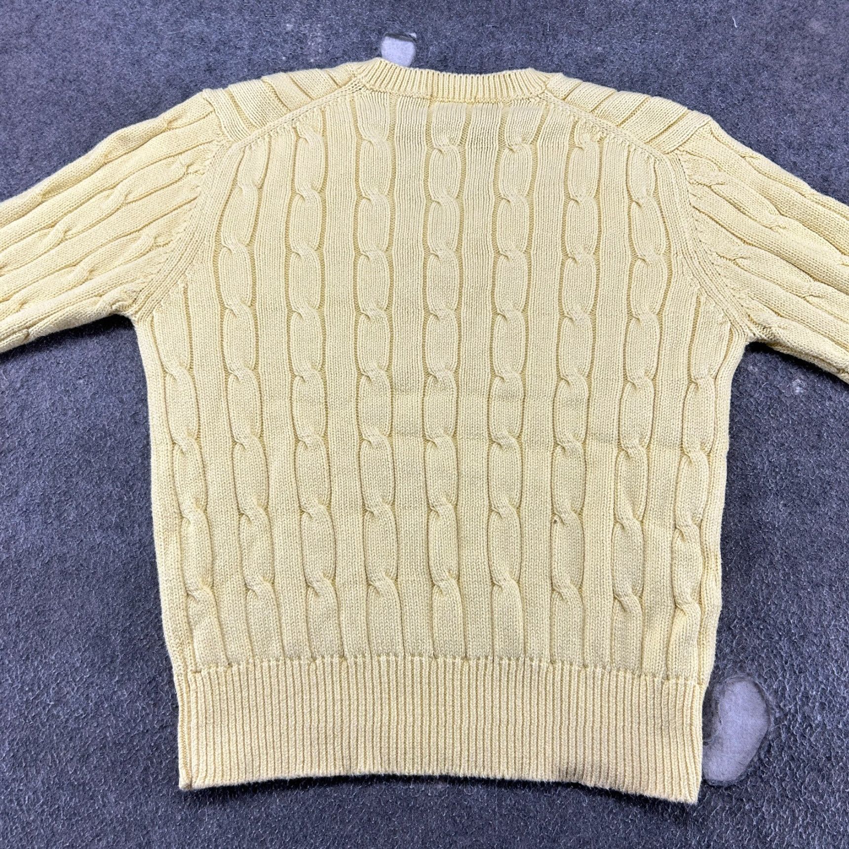 Lands' End VINTAGE Lands' End Sweater Mens M Yellow Pullover Cable Knit Cotton Preppy 80s Men Pullover Crew Neck Long Sleeve Casual Solid 90s Size US M / EU 48-50 / 2 - 6 Thumbnail