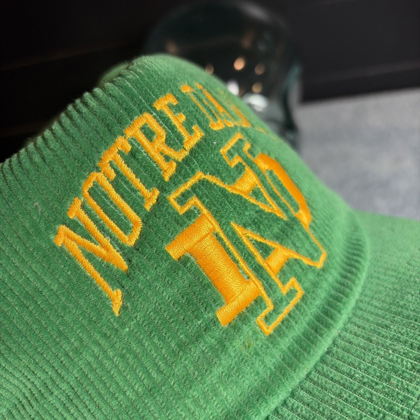 New Era Vtg Notre Dame University Square Corduroy Snapback Hat USA Size ONE SIZE - 5 Thumbnail