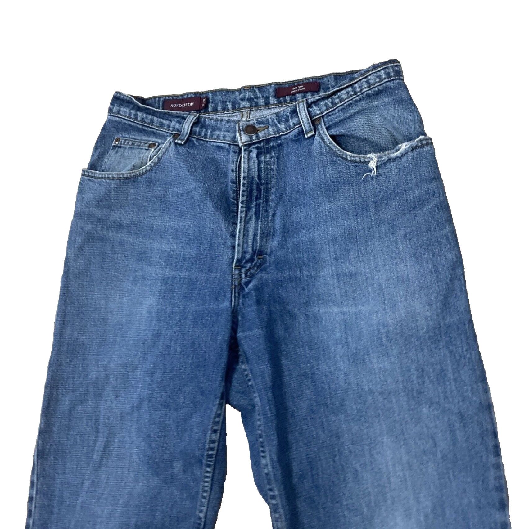 Nordstrom VINTAGE Nordstrom Jeans Men 32x30 Blue Wash Straight Wide Denim 90s Canada Mens Jeans Size US 32 / EU 48 - 4 Thumbnail