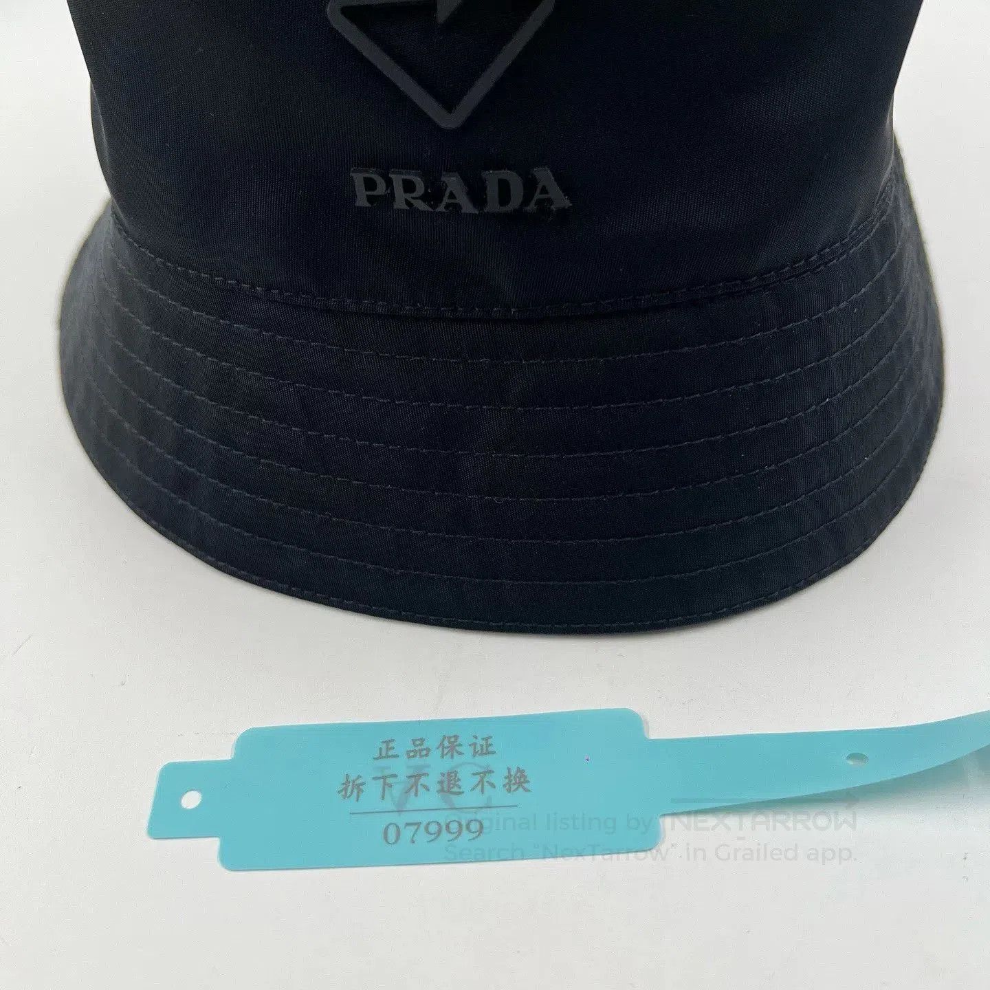 Prada Prada Black Nylon Triangle Logo Bucket Hat. Size ONE SIZE - 8 Thumbnail