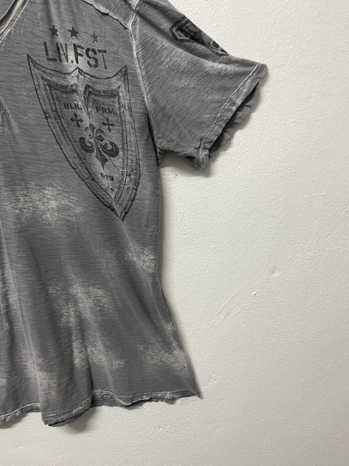 Affliction VINTAGE Y2K EAGLES AFFLICTION ACIDWASH HALF BUTTON SHIRT Size US XL / EU 56 / 4 - 11 Thumbnail