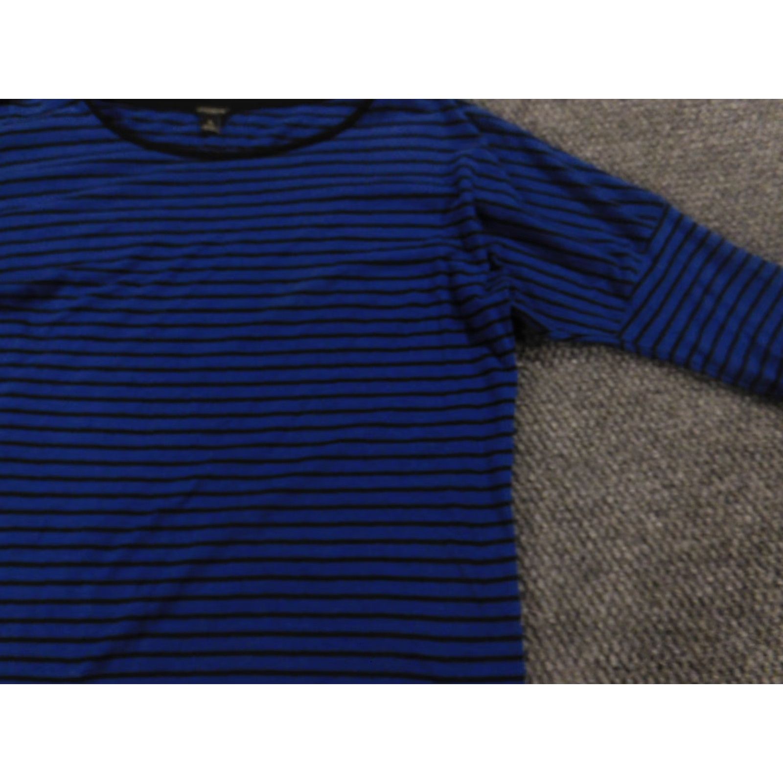 Ann Taylor Ann Taylor Blouse Shirt Womens M Blue Striped Crew Neck Pullover Casual Cotton Down Regular Button Size M / US 6-8 / IT 42-44 - 5 Thumbnail