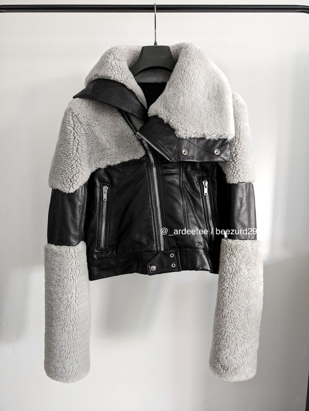 Rick Owens 💥*NEW* KEITH SHEARLING JACKET PERFORMA/STROBE BLACK/PEARL Size US M / EU 48-50 / 2 - 9 Thumbnail