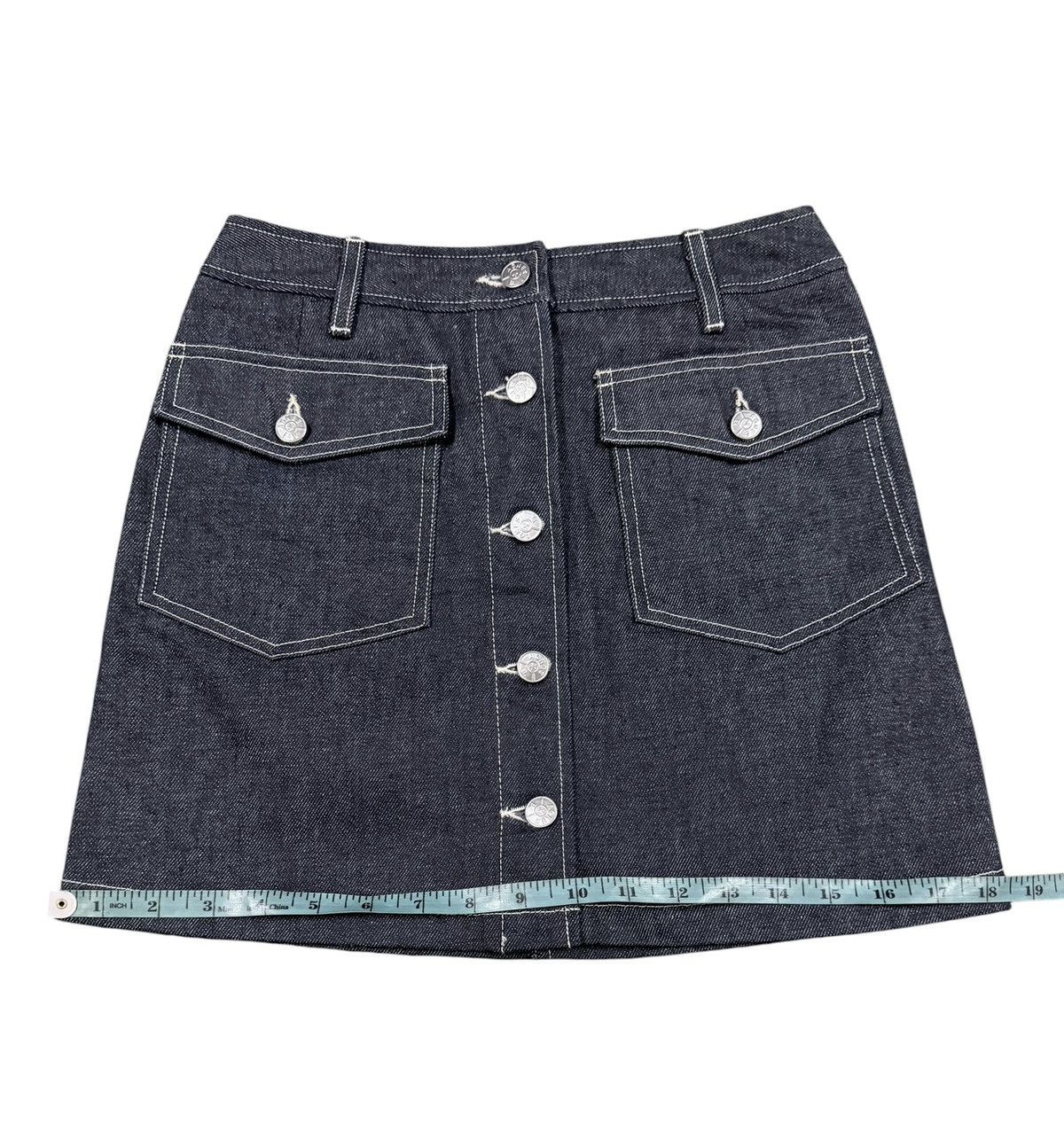agnes b. Vtg🔥agnes.b Raw Indigo denim Mini Skirt Made In France Size 25" / US 0 / IT 36 - 21 Thumbnail