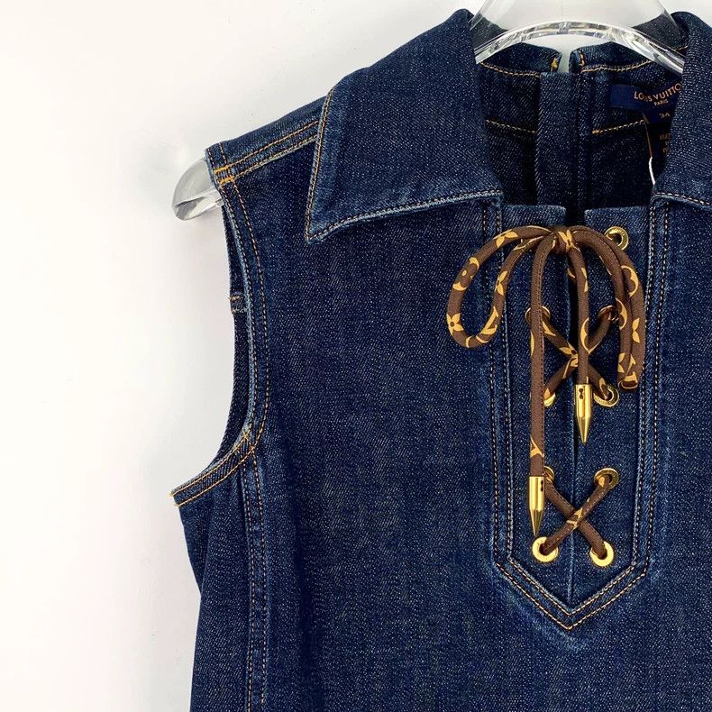Louis Vuitton Louis Vuitton Sleeveless denim dress with cotton lapels an Size XXS / US 00 / IT 34 - 3 Thumbnail