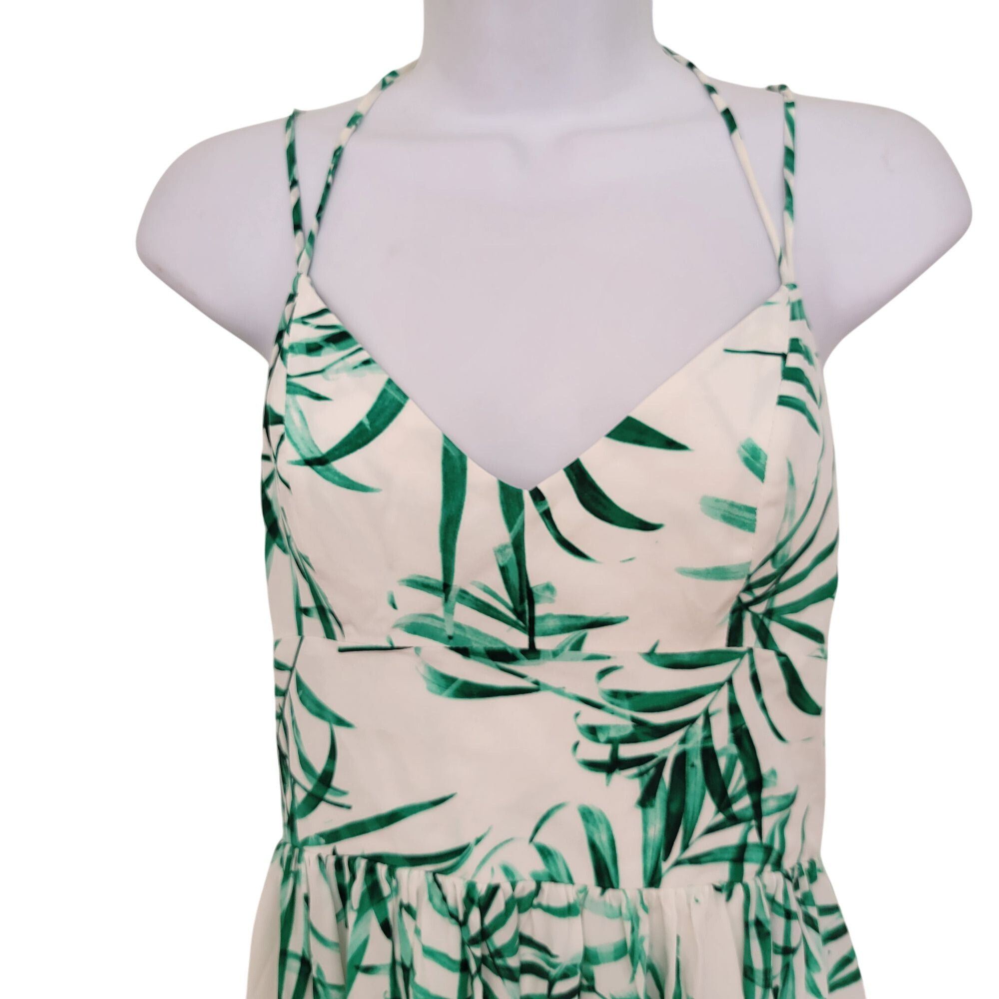 Amanda Uprichard Amanda Uprichard S Silk Green Palm Leaf Print RIO Maxi Halte Size S / US 4 / IT 40 - 3 Thumbnail