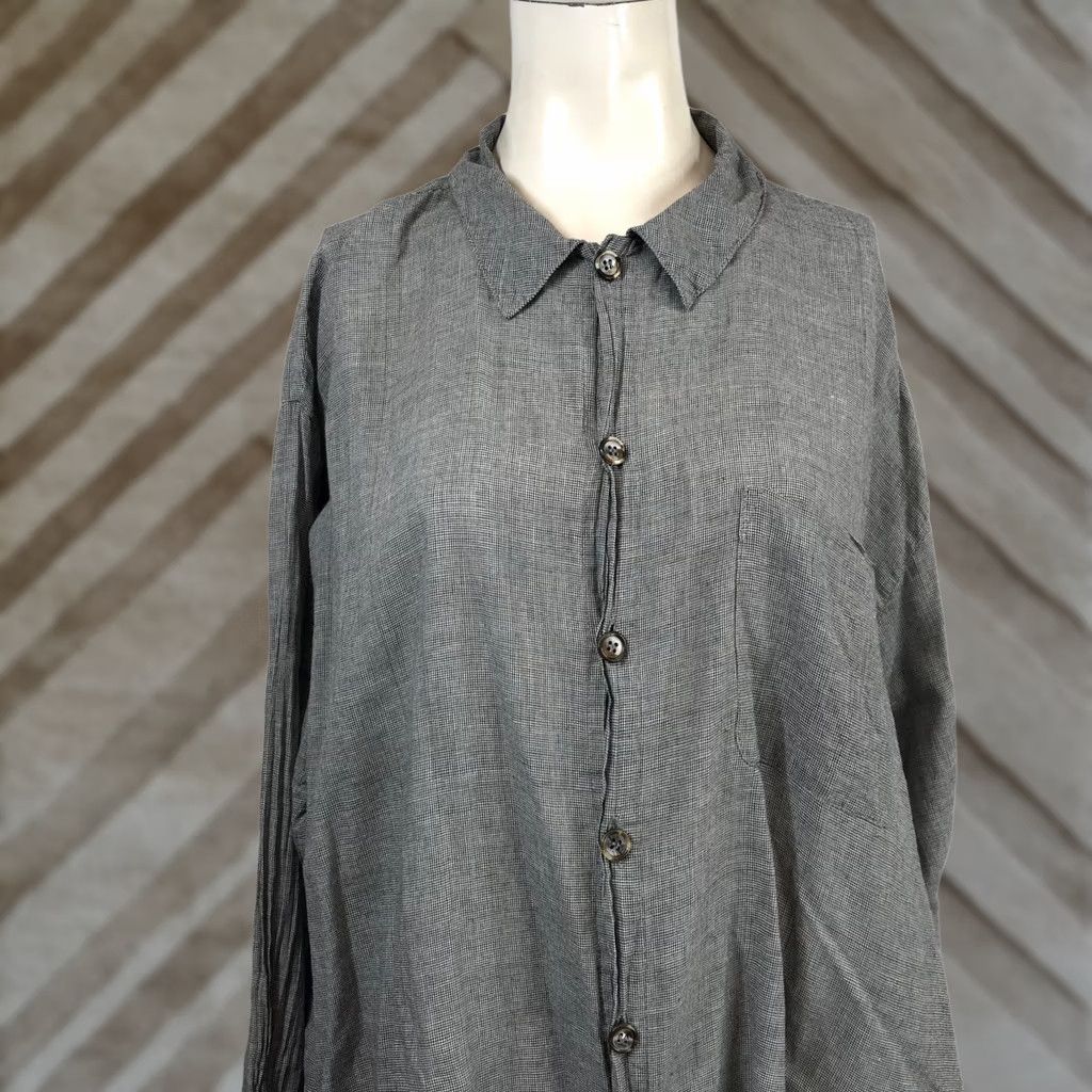 Vintage CP Shades Sausalito Womens Grey Micro Houndstooth Cotton Button Down Shirt XL Size XL / US 12-14 / IT 48-50 - 1 Thumbnail