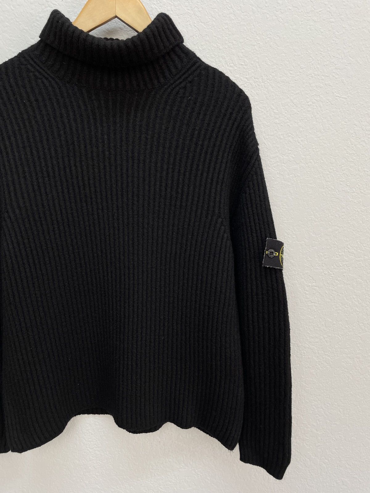 Vintage Stone Island Knitted Wool Sweater All Black Size M