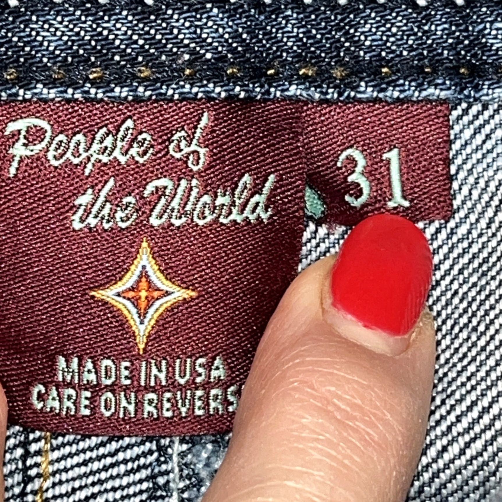 Vintage VINTAGE People of the World Jeans Low Rise 31 BLUE Embroidered Tropical Bird Peacock Flowers 5-Pocket Womens Boots Cut Inseam 34(Size 31) Size 24" / US 00 / IT 34 - 2 Thumbnail