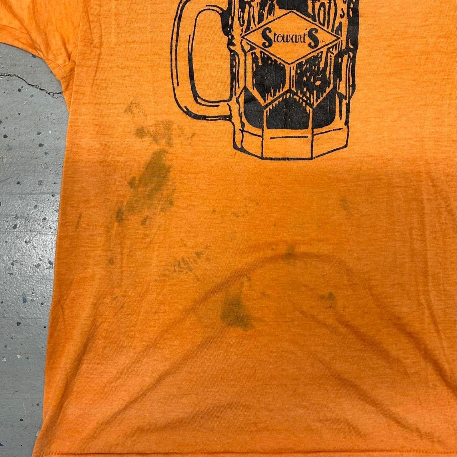 Other 70s orange vintage Stewart’s t-shirt with unique stains Size US L / EU 52-54 / 3 - 3 Thumbnail