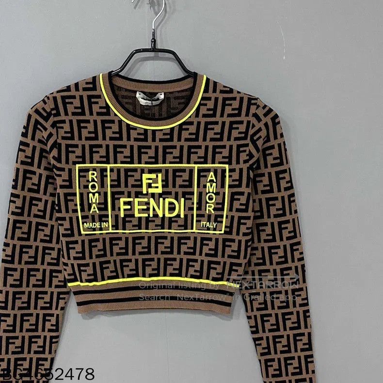 Fendi Fendi Embroidered Monogram All-over Print Knit Top Size XXS / US 00 / IT 34 - 1 Thumbnail