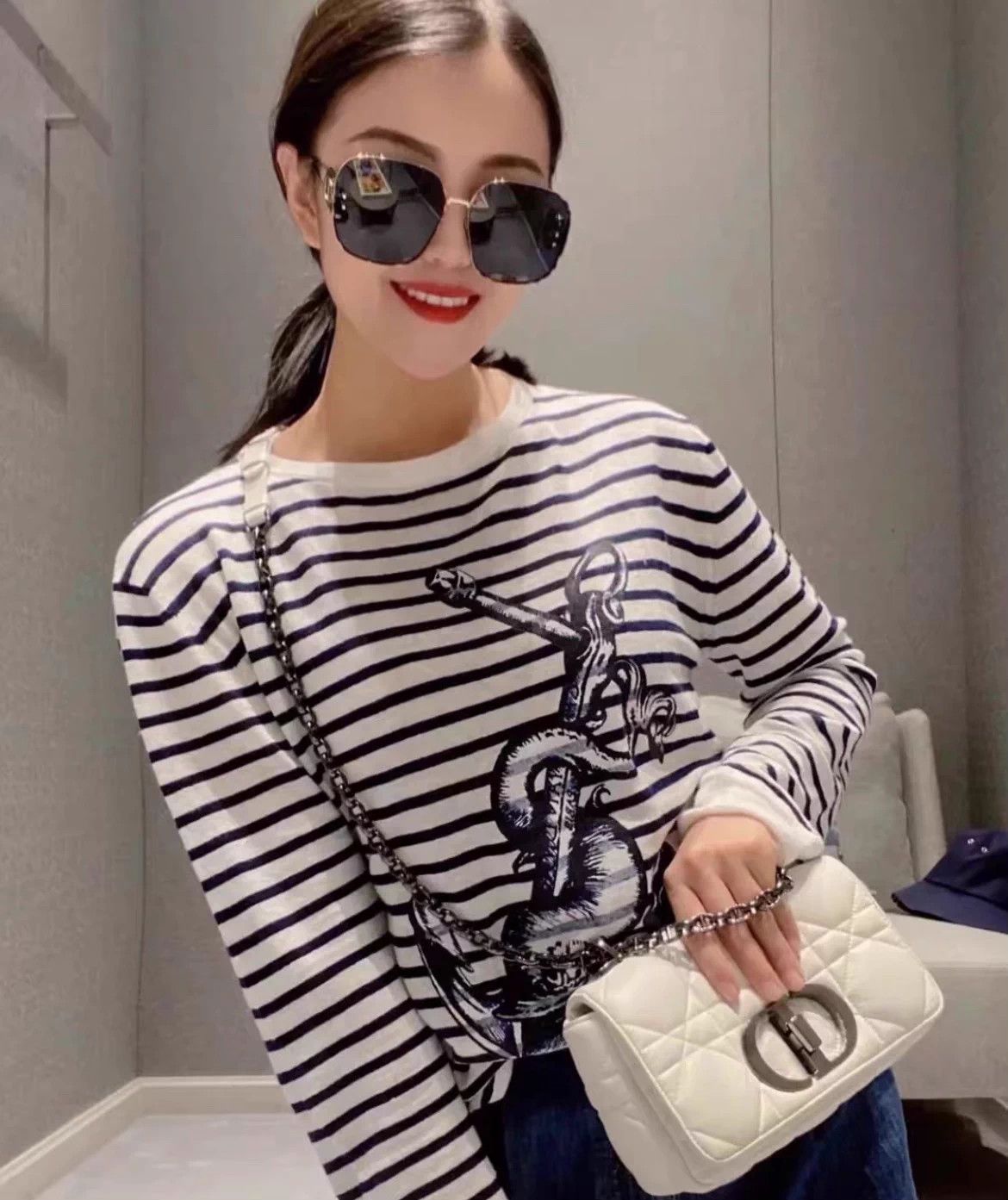 Dior Dior Anchor Embroidery Striped Cashmere 36 99New Size XS / US 0-2 / IT 36-38 - 2 Thumbnail