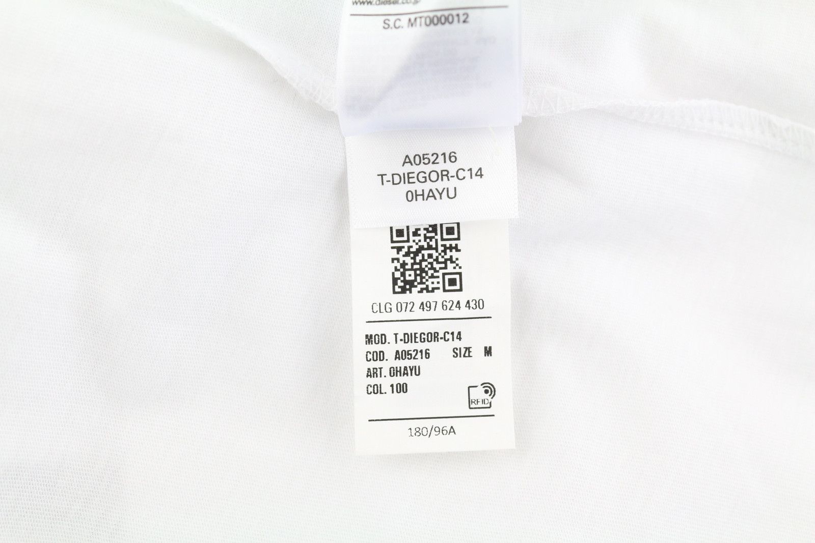 Diesel T-DIEGOR-C14 M White Crew Front Logo T-Shirt 41185 Size US M / EU 48-50 / 2 - 9 Thumbnail