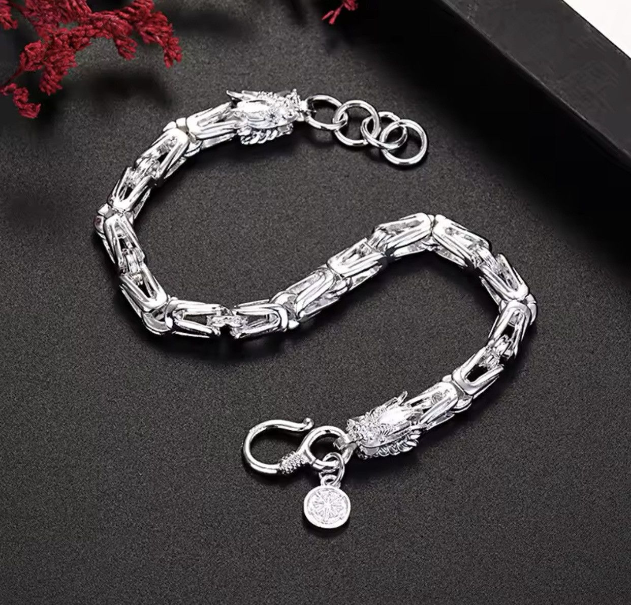 Jewelry × Sterling Silver 925 Sterling Silver original dragon head Chain bracelets Size ONE SIZE - 3 Thumbnail
