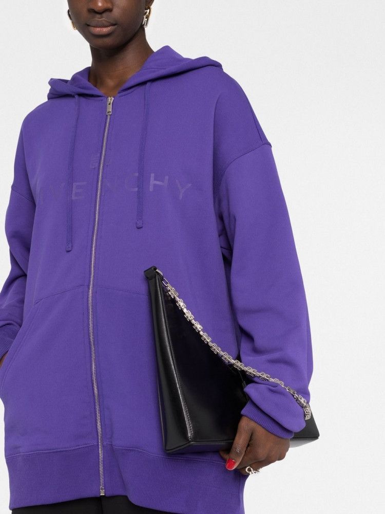 Purple 4G Logo Oversized Zip Hoodie