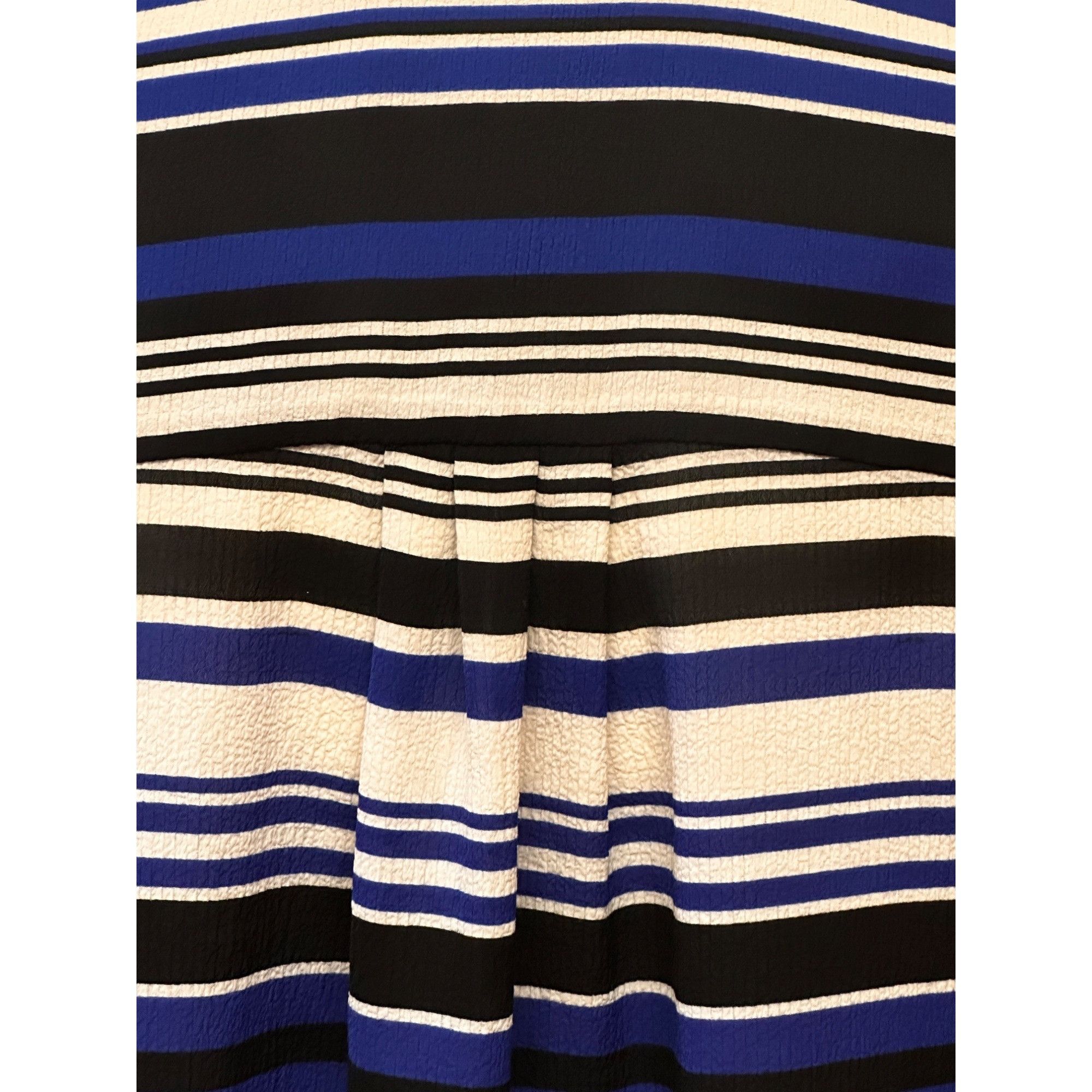 Other Elle Womens Striped Short Sleeve Top Large Blue & Black Poly Size L / US 10 / IT 46 - 10 Thumbnail