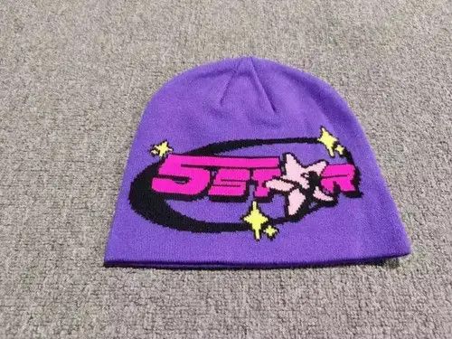 Other 5 Star Graphic No Cuff Knit Beanie Hat Purple Size ONE SIZE - 3 Thumbnail