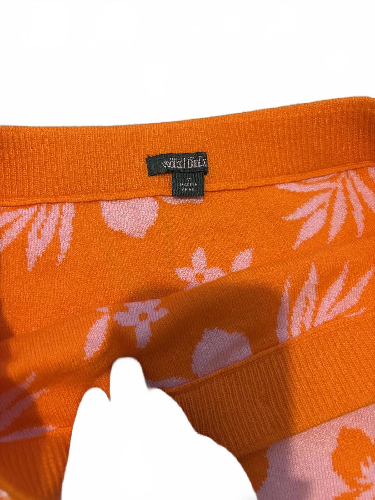 Designer Knit Floral Print Mini Skirt - Pink & Orange Tropical Vibes Size 32" / US 10 / IT 46 - 2 Thumbnail