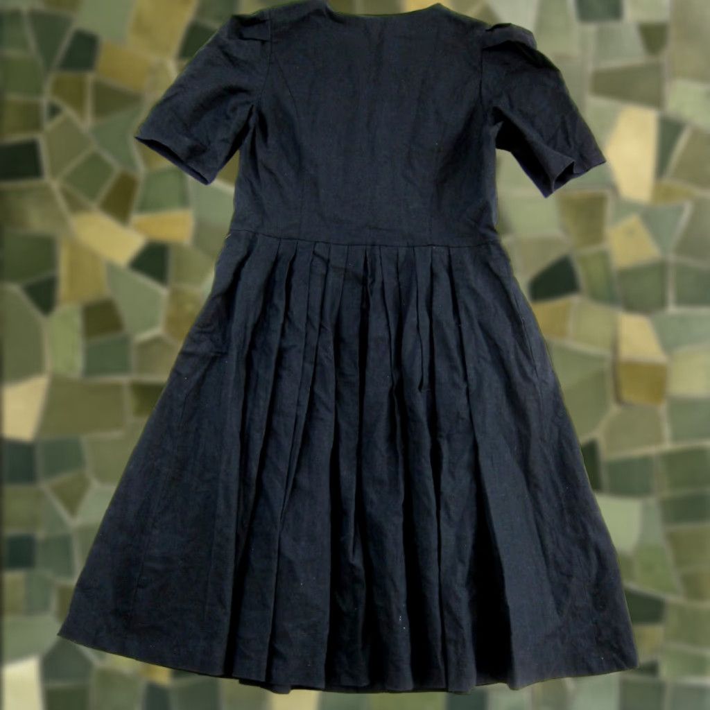 Vintage VINTAGE NWT Petressa Dress Shirt Dress L Black Midi Pleated Button Down 55% Linen 45% Cotton Pockets Women's Size L / US 10 / IT 46 - 1 Thumbnail