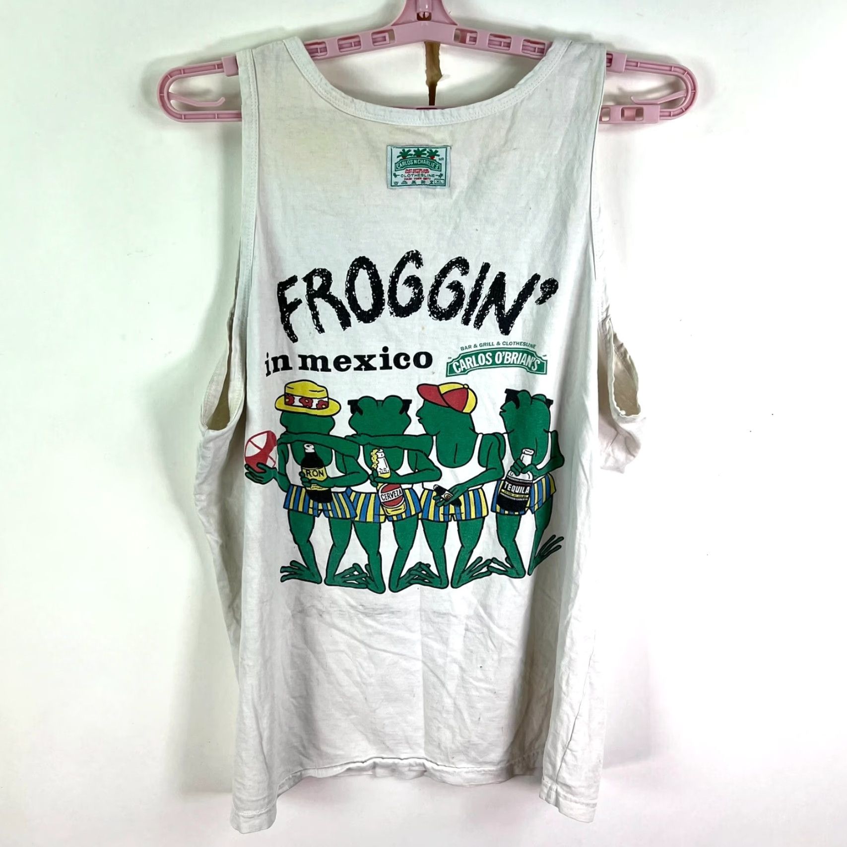 Vintage VINTAGE Carlos O'Brian's Froggin Puerto Vallarta Tank Top Mens XL Distressed Size US XL / EU 56 / 4 - 5 Thumbnail