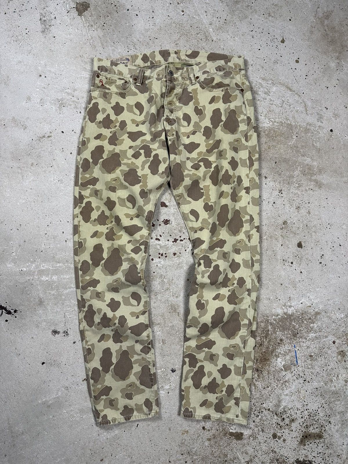 Polo Ralph Lauren Vintage Y2K Polo Ralph Lauren Beige Camo Denim Pants Jeans Size US 35 - 2 Thumbnail